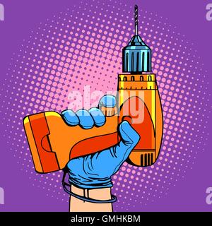 Drill in hand work repair Stock Vector