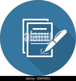 Signing Contract Icon. Business Concept. Flat Design. Stock Vector