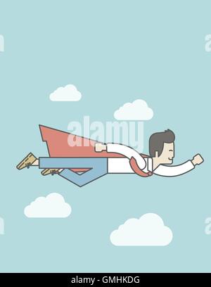 Vector illustration of flying up superman, retro pop art style Stock ...