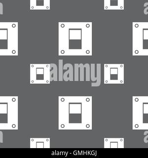 Power switch icon sign. Seamless pattern on a gray background. Vector Stock Vector