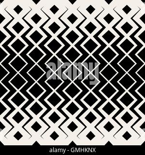 Vector Seamless BW Rhombus Grid Chevrone Halftone Pattern Stock Vector