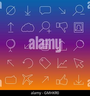 Set universal linear icons, vector illustration. Stock Vector
