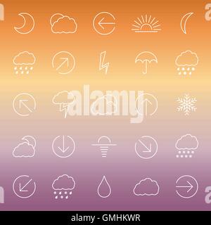 Set of linear weather icons, vector illustration Stock Vector