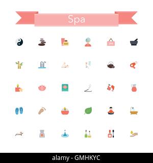 Spa Flat Icons Stock Vector