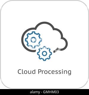 Cloud Processing Icon. Flat Design. Stock Vector