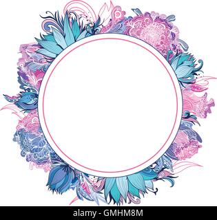 Beautiful pink and white wreath frame, for greeting card decor happy ...