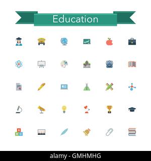 Education Flat Icons Stock Vector