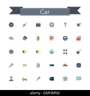 Car Flat Icons Stock Vector