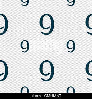 number Nine icon sign. Seamless pattern with geometric texture. Vector Stock Vector
