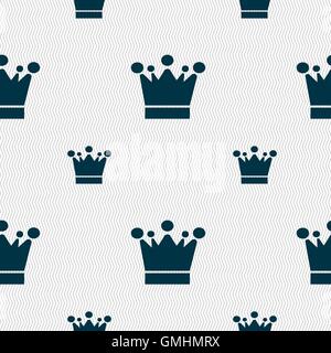 Crown icon sign. Seamless pattern with geometric texture. Vector Stock Vector