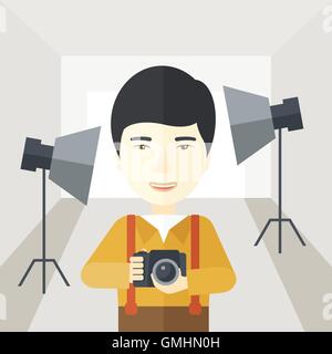 Photographer in studio. Stock Vector
