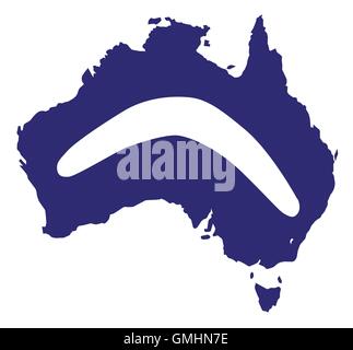 Australia Silhouette With Boomerang Stock Vector