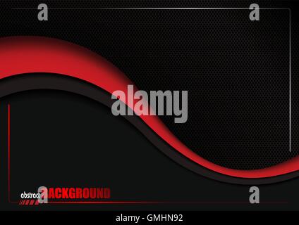 Black Dotted Grid and Red Wave Stock Vector