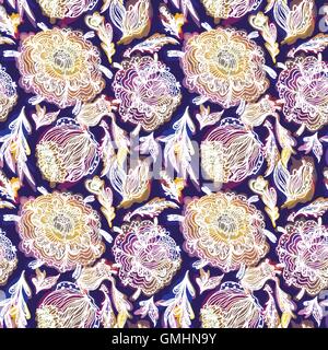 Vector Pattern with Magic Light Flowers Stock Vector