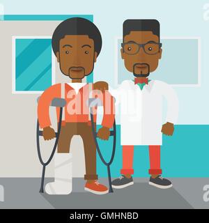 Injured man with doctor. Stock Vector