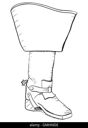 Old style boot with spurs. EPS8 vector Stock Vector