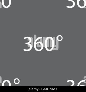 Angle 360 degrees sign icon. Geometry math symbol. Full rotation. Seamless pattern on a gray background. Vector Stock Vector