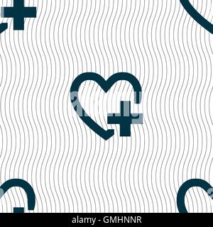 Heart sign icon. Love symbol. Seamless pattern with geometric texture. Vector Stock Vector