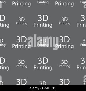3D Print sign icon. 3d-Printing symbol. Seamless pattern on a gray background. Vector Stock Vector
