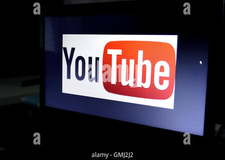 You Tube on laptop screen computer Stock Photo