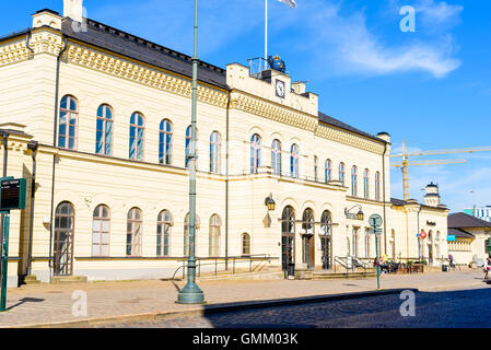 Lund, Sweden - August 24, 2016: The railway station building in the city is a well known landmark and travel destination for vis Stock Photo