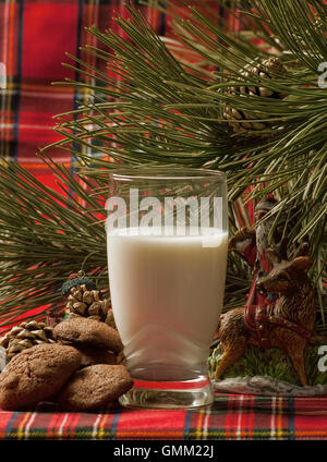 santa's cookie with milk Stock Photo