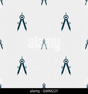 Mathematical Compass sign icon. Seamless abstract background with geometric shapes. Vector Stock Vector