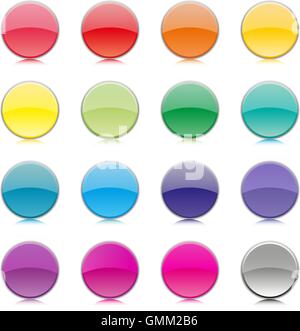 Set of multicolored buttons, vector illustration. Stock Vector