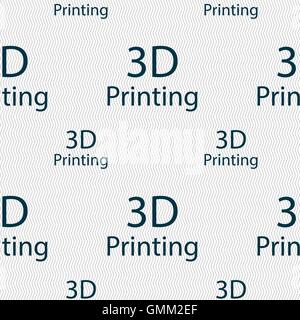 3D Print sign icon. 3d-Printing symbol. Seamless pattern with geometric texture. Vector Stock Vector