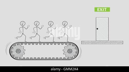exit door and people on treadmill Stock Vector