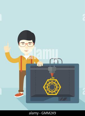 Three D printing. Stock Vector