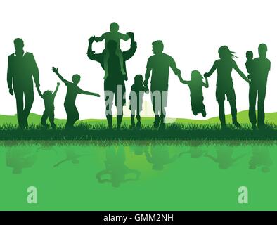 Families in Nature Stock Vector