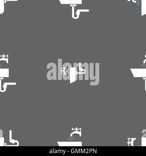 Washbasin icon sign. Seamless pattern on a gray background. Vector Stock Vector