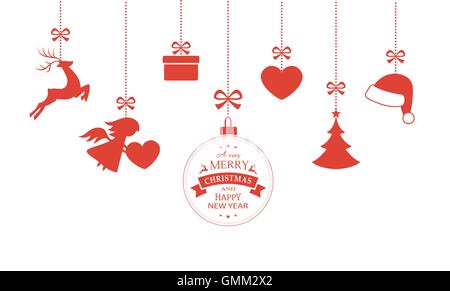 Set of hanging Christmas ornaments Stock Vector