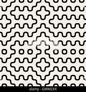 Vector Seamless Geometric Wavy Rounded Lines Abstract Pattern Stock Vector