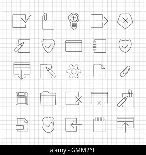 Set of linear universal icons, vector illustration. Stock Vector