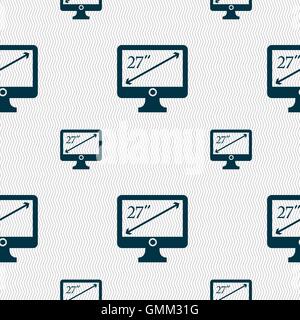diagonal of the monitor 27 inches icon sign. Seamless pattern with geometric texture. Vector Stock Vector