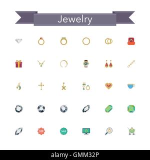 Jewelry Flat Icons Stock Vector