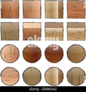 A set of wooden buttons, vector Stock Vector