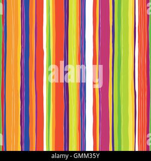 Abstract colorful stripes pattern. Seamless hand-drawn lines vec Stock Vector