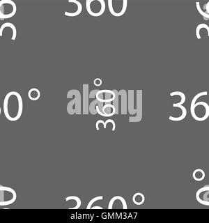 Angle 360 degrees sign icon. Geometry math symbol. Full rotation. Seamless pattern on a gray background. Vector Stock Vector