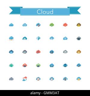 Cloud Flat Icons Stock Vector