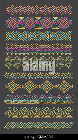 set of abstract geometric line patterns Stock Vector