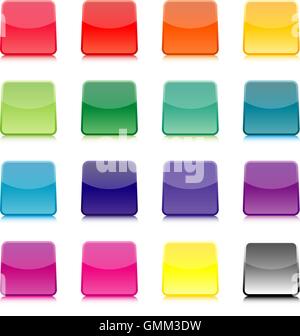 Set of multicolored square buttons, vector illustration. Stock Vector