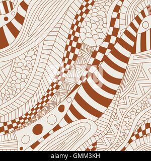 Abstract zentangle doodle waves seamless pattern. Stock Vector