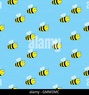 Bees seamless pattern Stock Vector