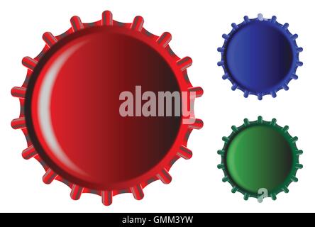 Three Metal Bottle Caps Stock Vector