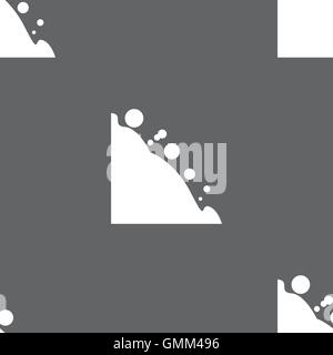 Rockfall icon. Seamless pattern on a gray background. Vector Stock Vector