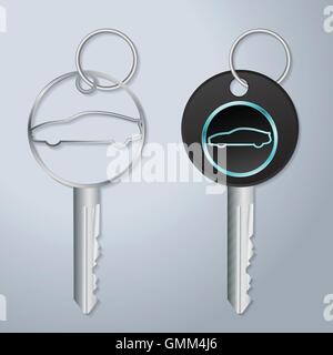 Car keys with engraved car symbol Stock Vector