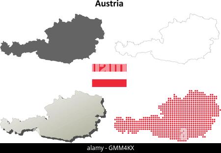 Austria outline map set Stock Vector